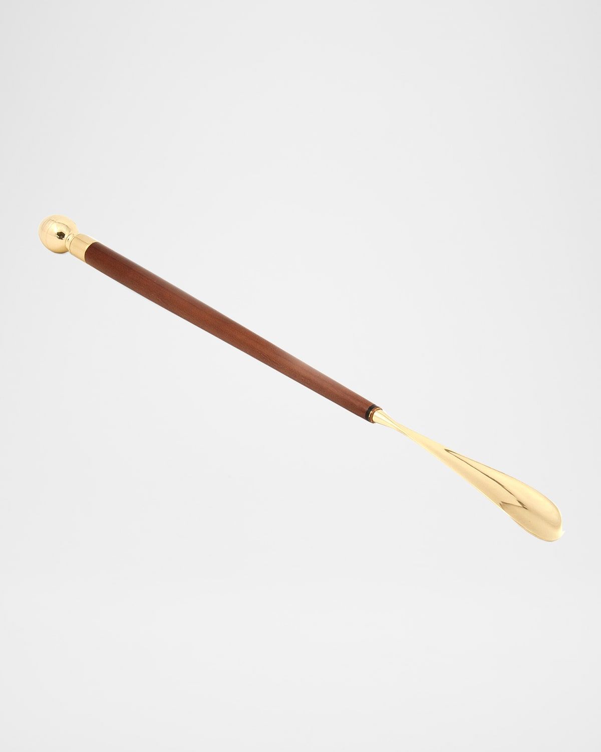 Teak Wood Shoe Horn w/ Brass Accents