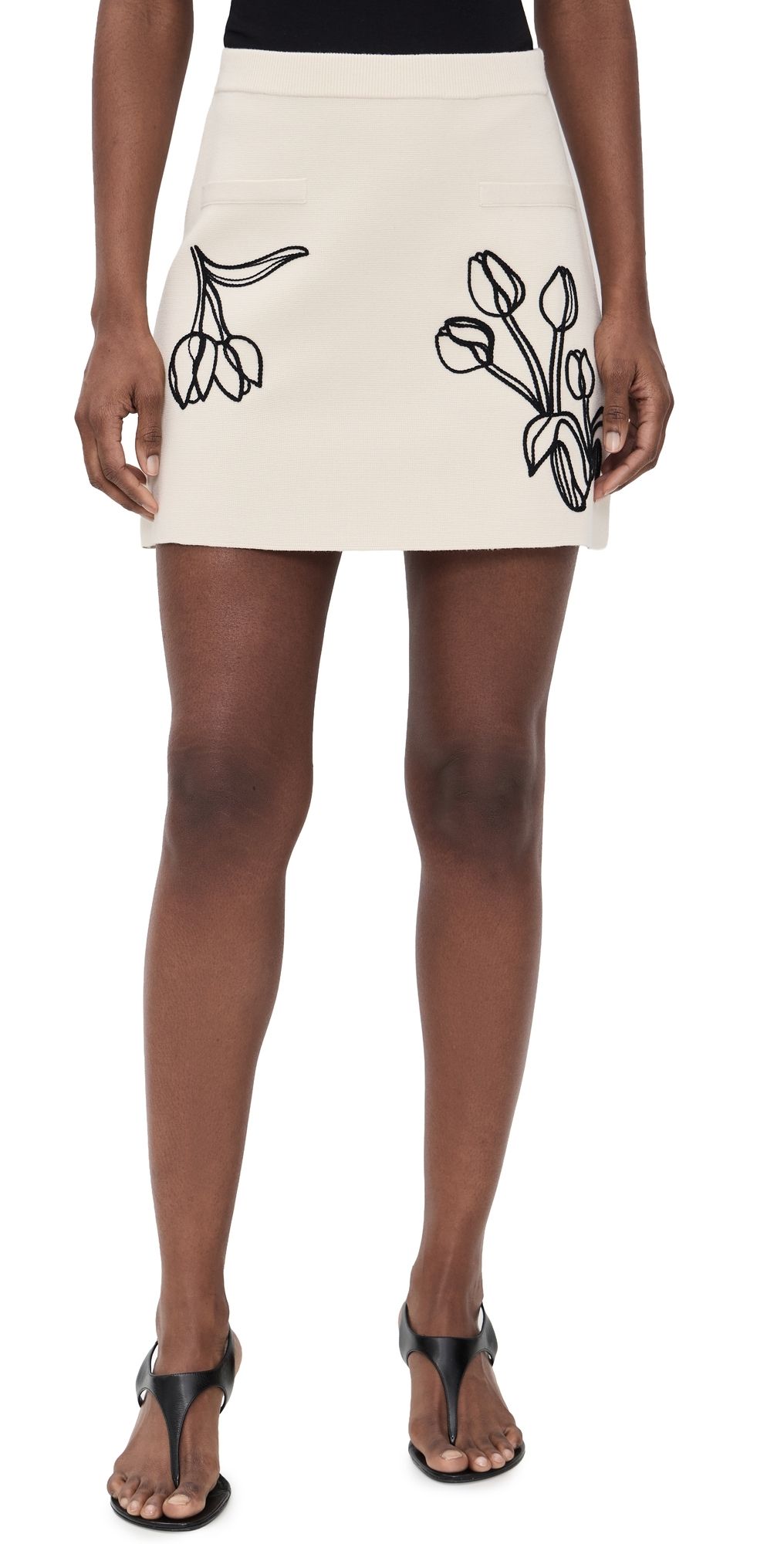 AMUR Roe Knit Skirt Ivory Pebble S