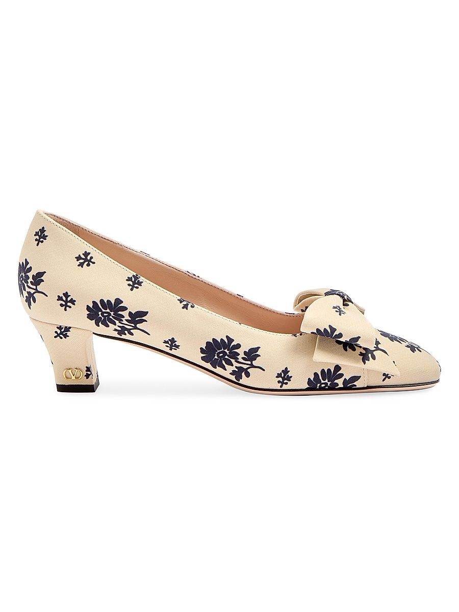 Women's Bowow 45MM Décolleté Pumps in Papier Floral Fabric - Butter Blue - Size 10.5