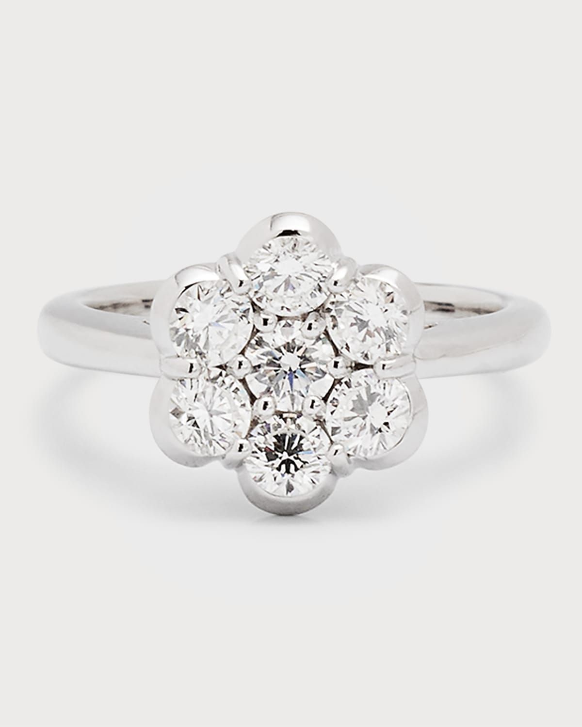 18k White Gold Flower Diamond Ring, Size 6 and 7