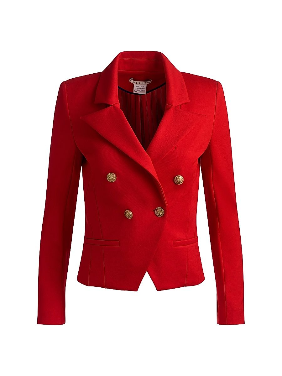 Women's Sable Double-Breasted Crop Blazer - Chili Pepper - Size 14