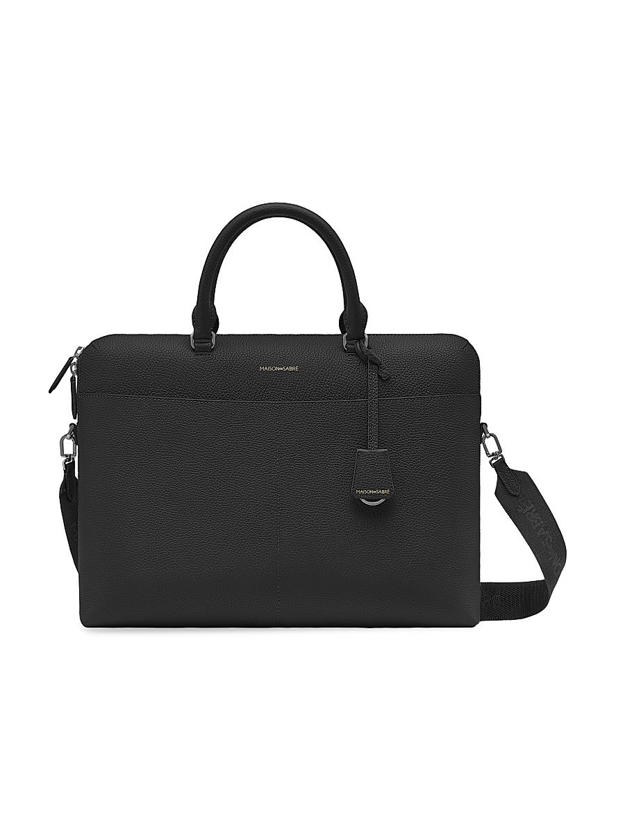 Men's Leather Laptop Bag - Graphite Grey