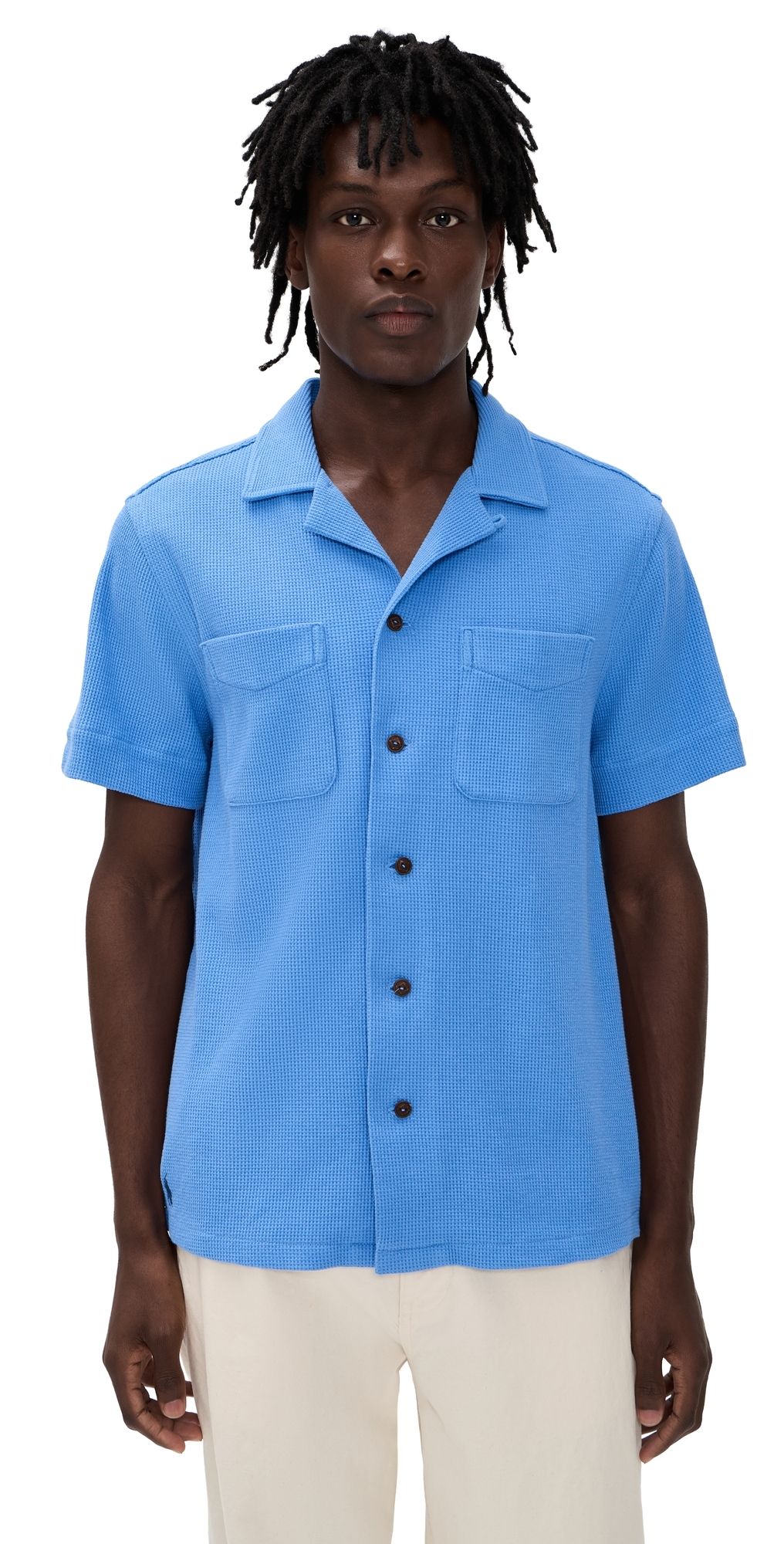 Polo Ralph Lauren Waffle Knit Andy Camp Shirt Harbor Island Blue XL