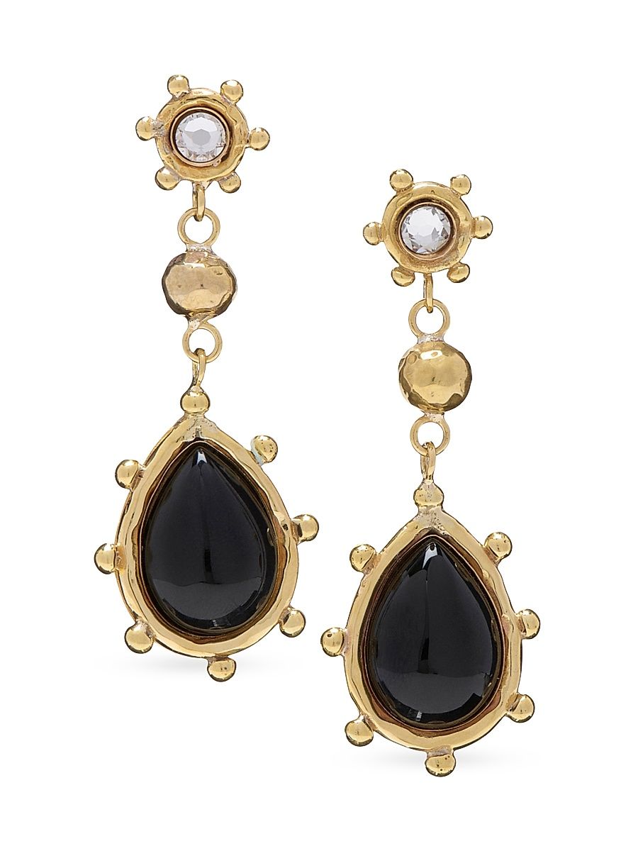 Women's Kaja Goldtone, Black Onyx & Glass Crystal Drop Earrings - Black Onyx