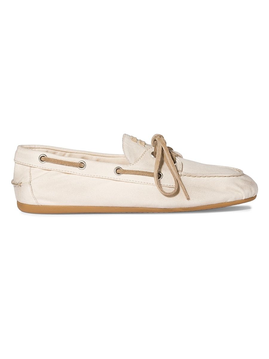 Women's Canvas Deck Shoes - Beige Khaki - Size 8