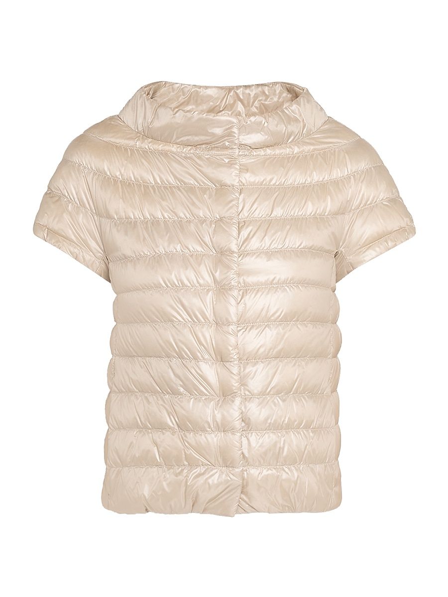 Women's Iconico Emilia Cap-Sleeve Down Puffer Jacket - Champagne - Size 4