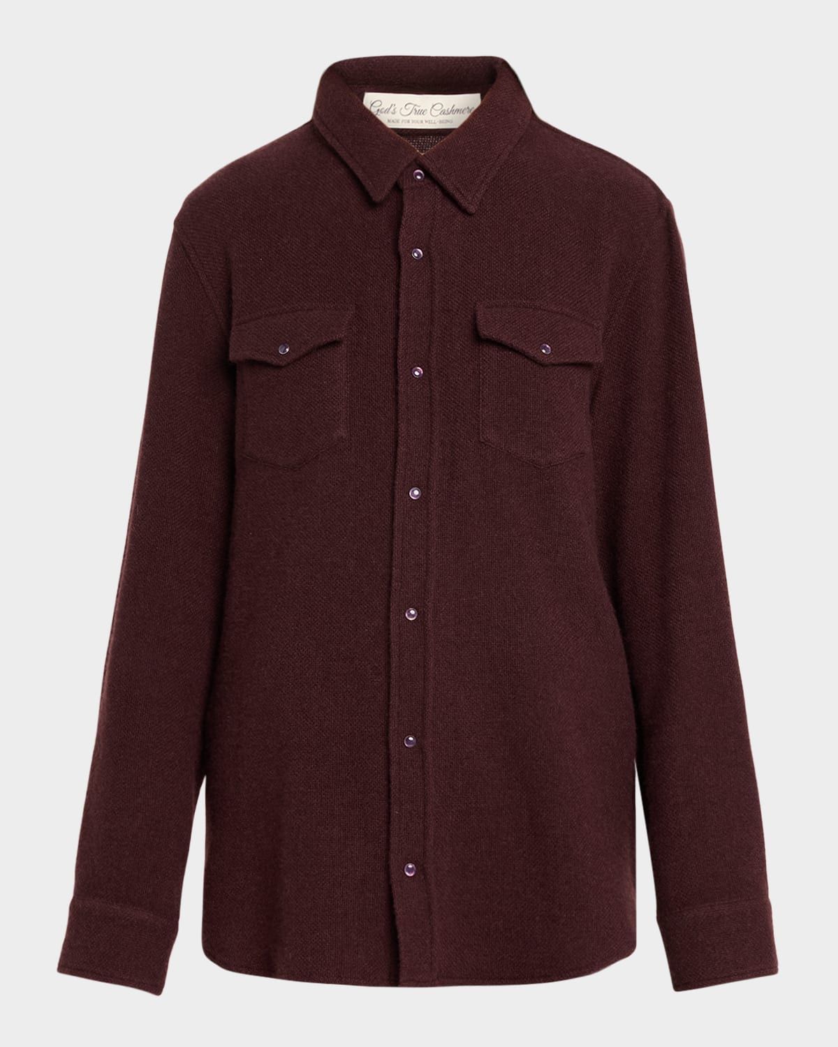 Claret Solid Cashmere Button-Down Shirt