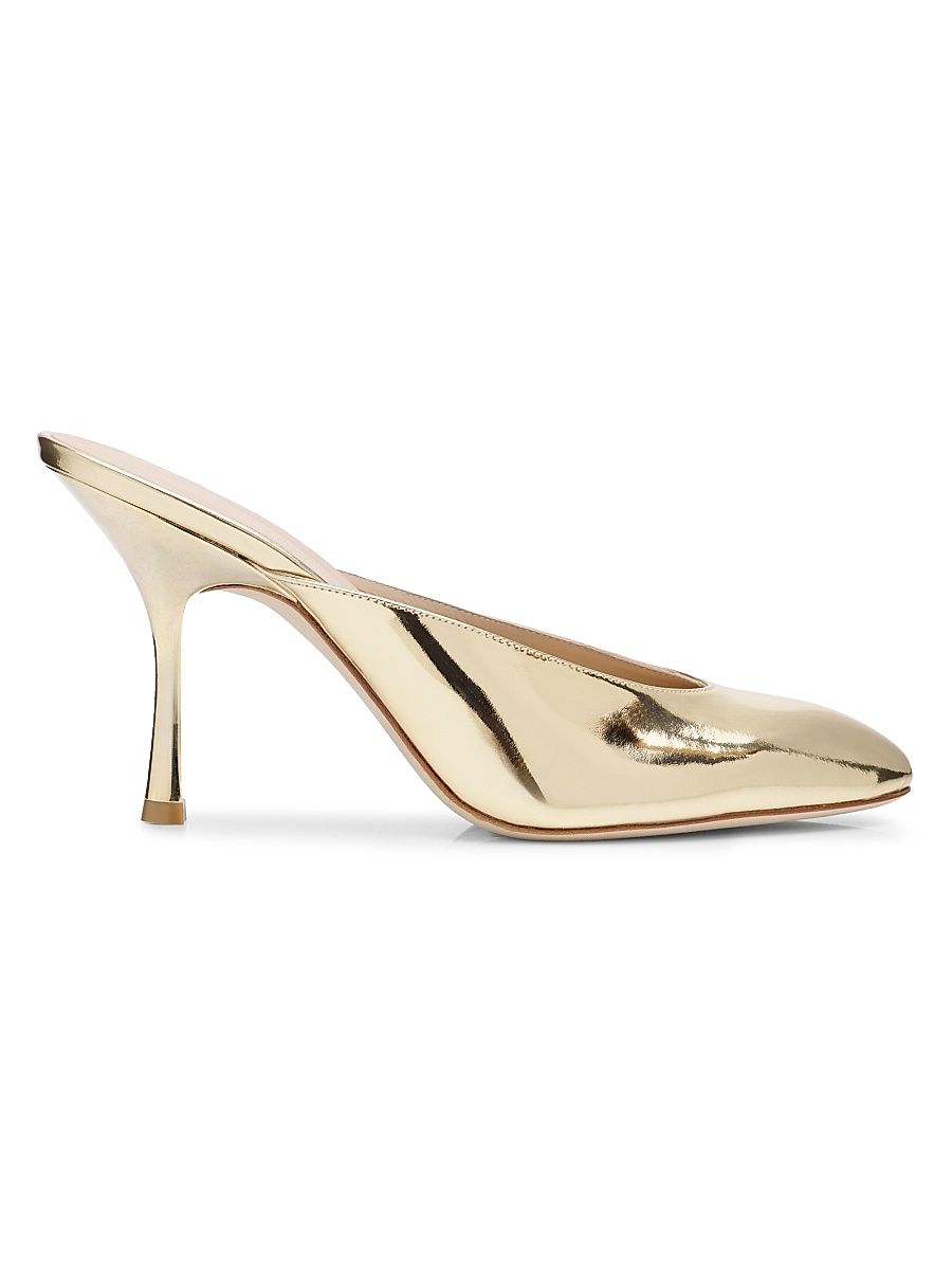 Women's Madison 85MM Leather Mules - Platino - Size 10