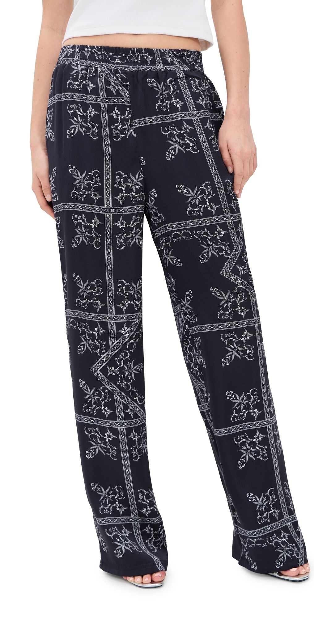 4th & Reckless Amira Satin Trousers Paisley M