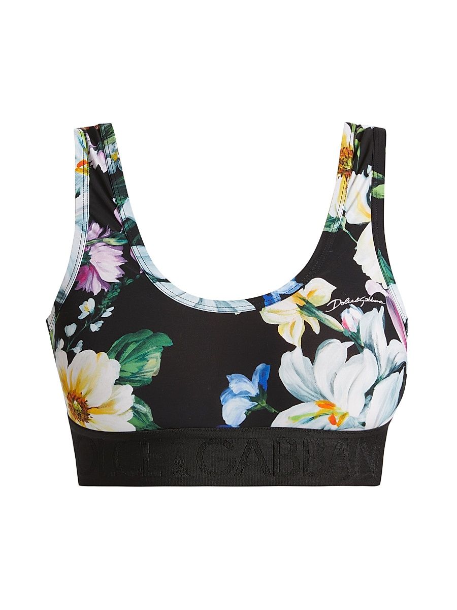 Women's Floral Sports Bra - Mix Fiori Nero - Size 14