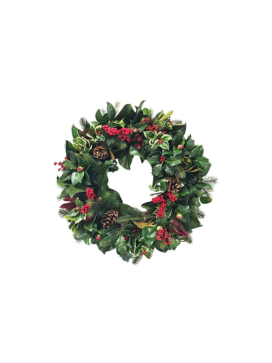 Artificial Ilex/Pinecone Wreath