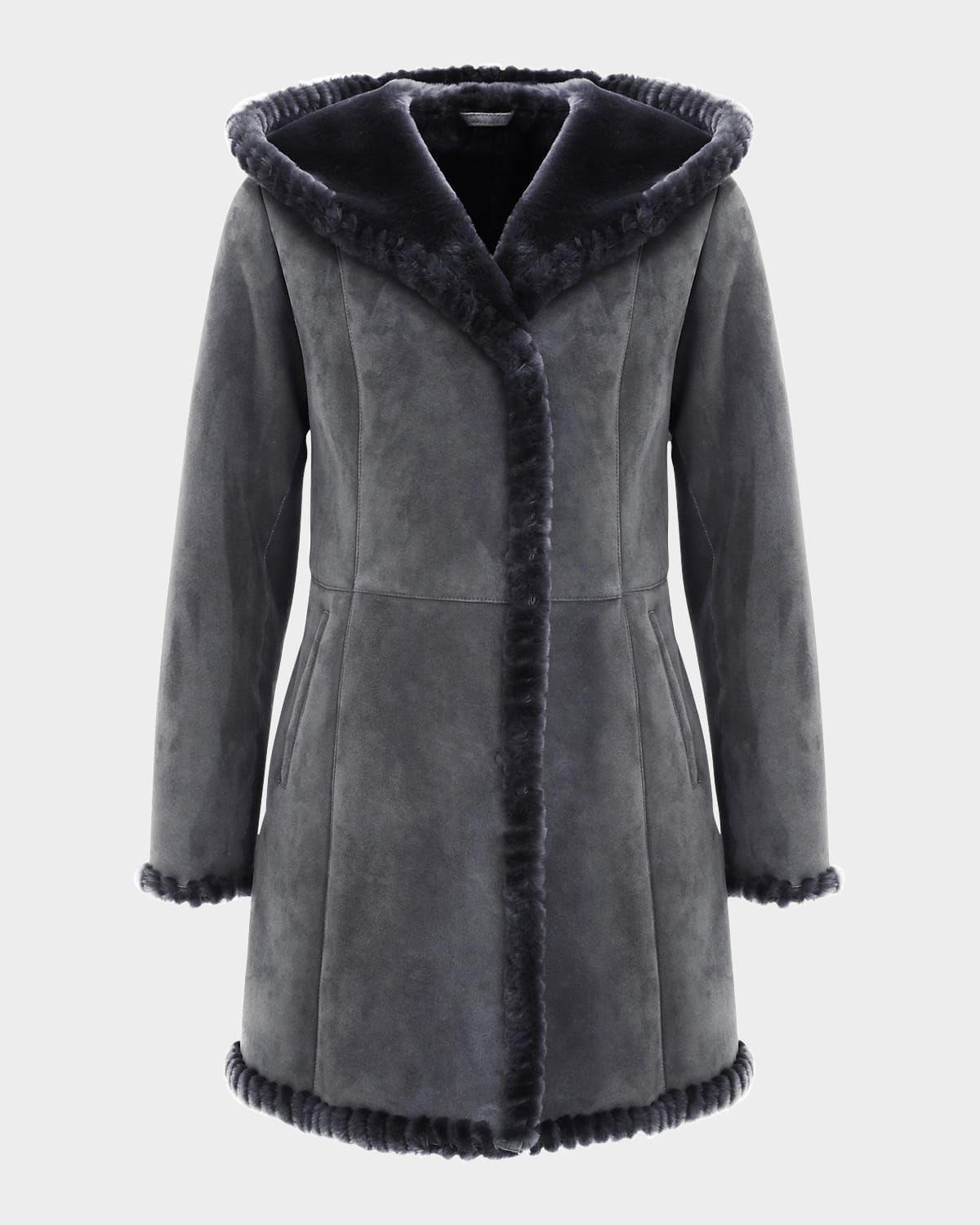 Merino Shearling Lamb Parka With Whipstitch Trim