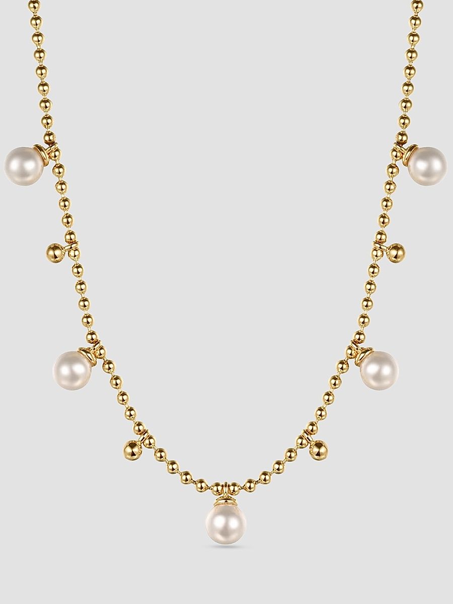 Gabriel & Co Women's Bujukan 14K Yellow Gold & Pearl Beaded Droplet Necklace - Yellow Gold