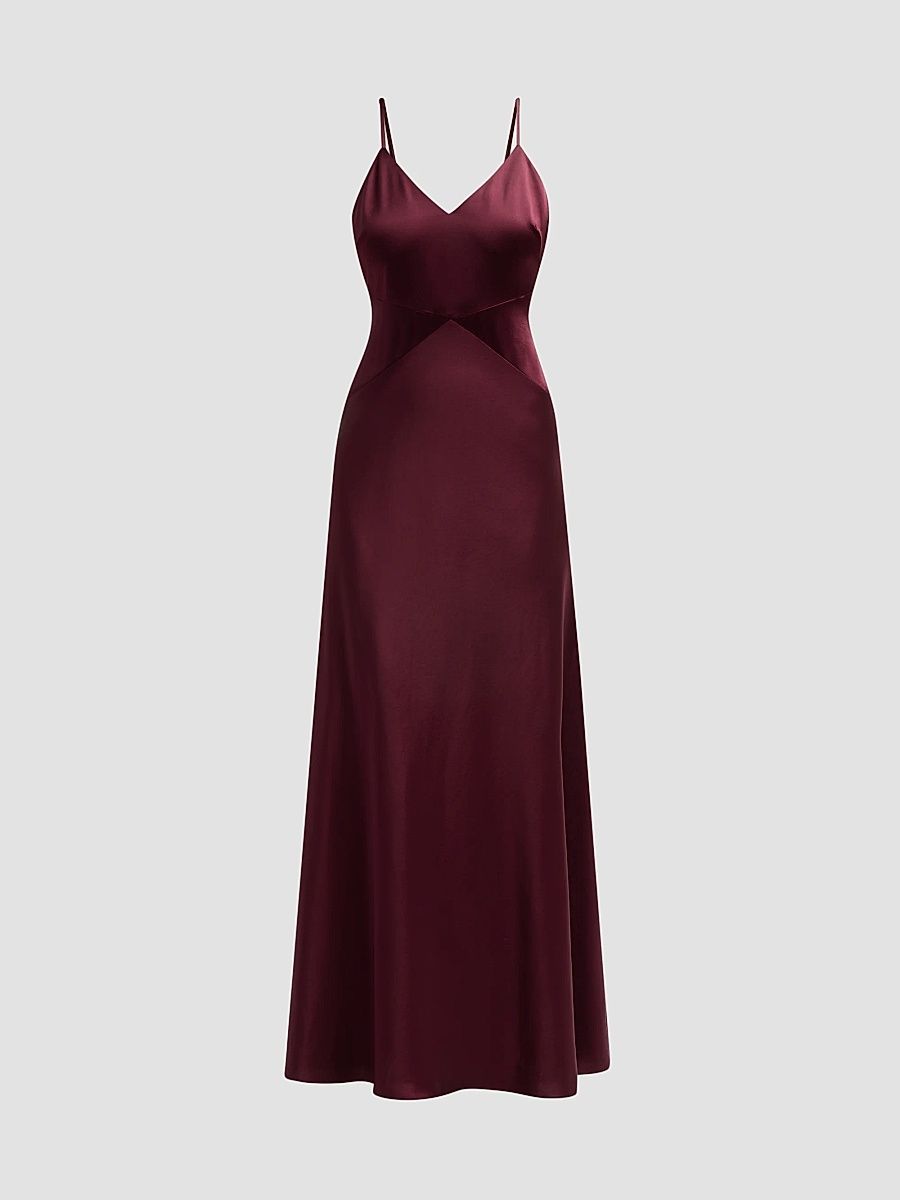 Women's Nyssa Satin Maxi Dress - Burgundy - Size 10