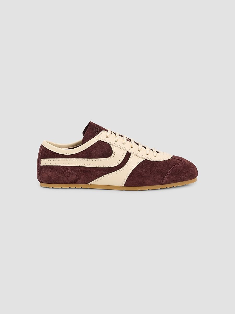 Women's Suede & Leather Low-Top Sneakers - Dark Purple - Size 11