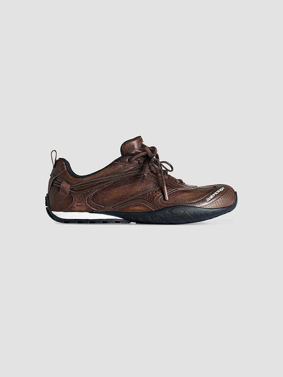 Balenciaga Men's Radar Leather Sneakers - Brown Black - Size 6