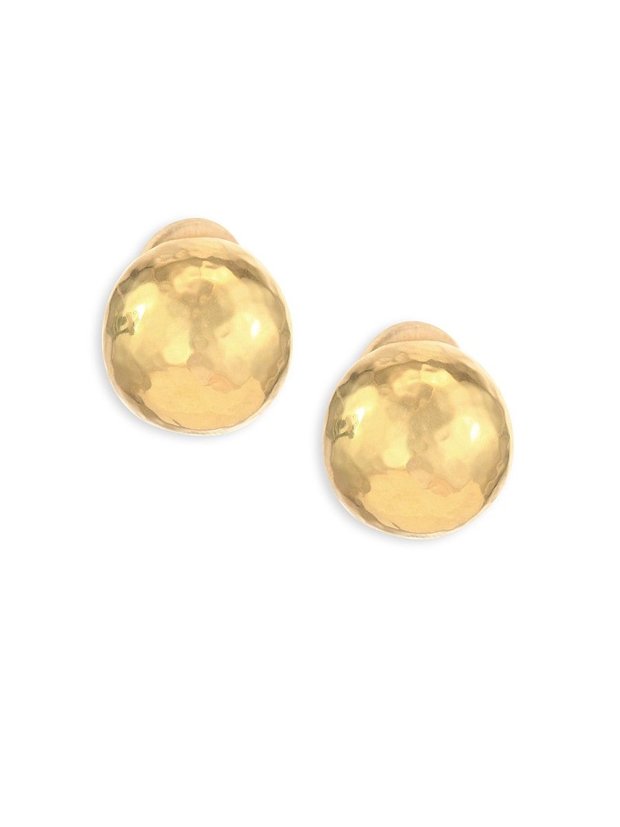 Women's Classico Medium 18K Yellow Gold Hammered Pinball Clip-On Earrings - Gold