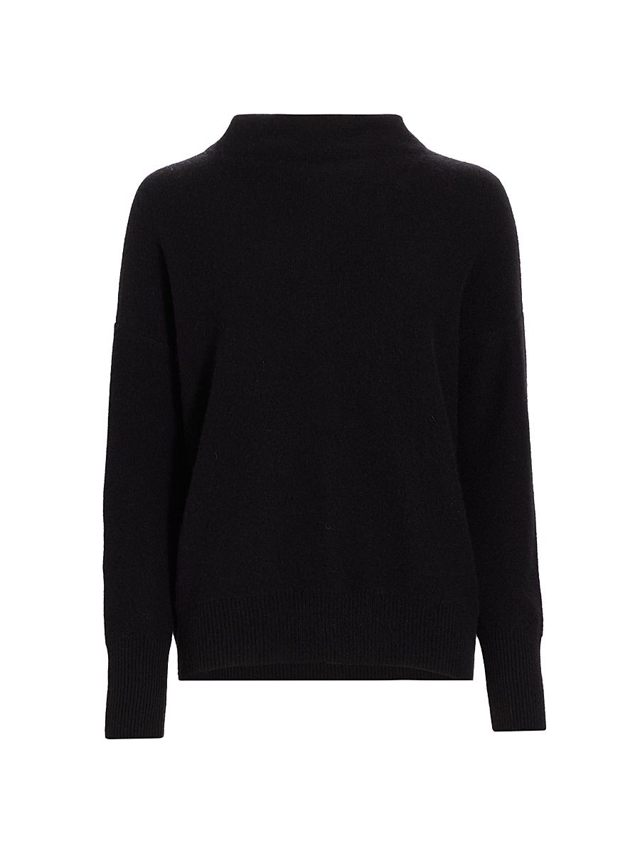 Women's Funnelneck Cashmere Sweater - Black - Size XXS