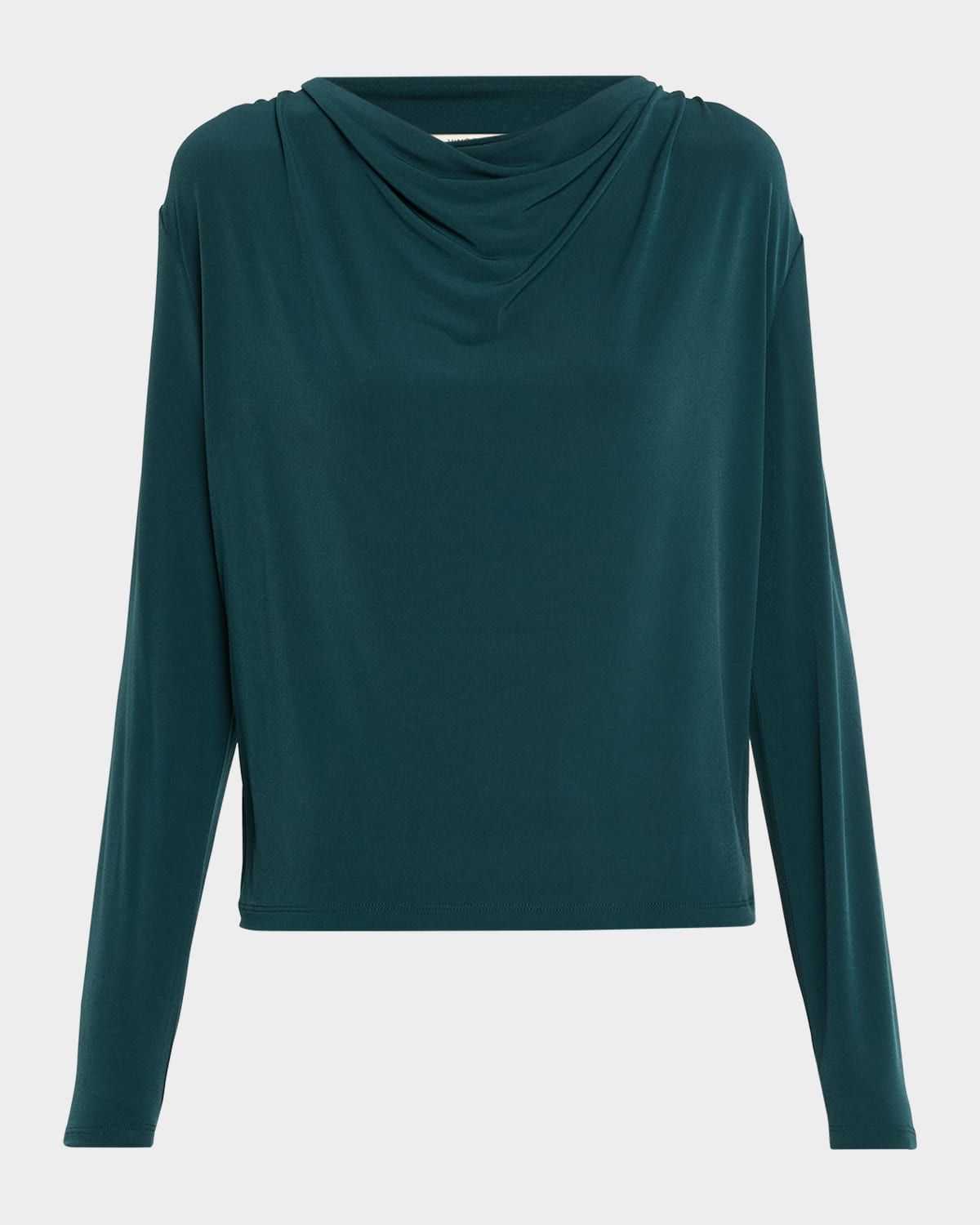 Matte Jersey Cowl-Neck Blouse