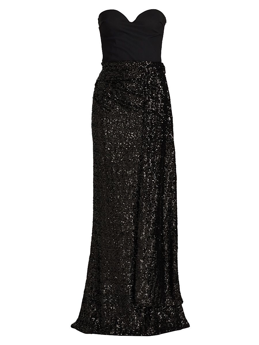 Women's Desis Paillettes Strapless Gown - Black - Size 8