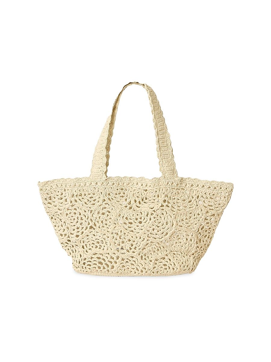 Women's Lacera Raffia Tote Bag - White