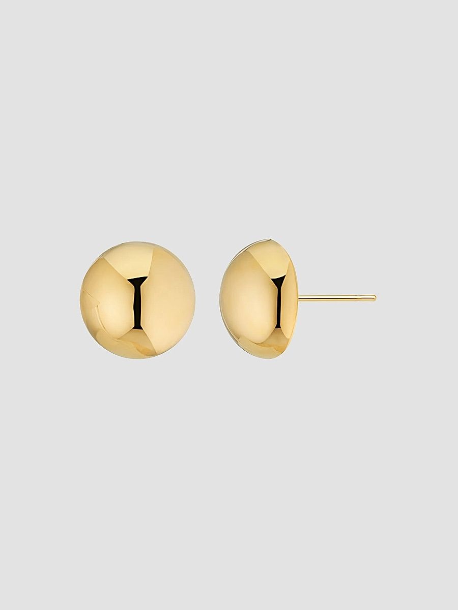 Women's Buttoned Up Large Stud Earrings in 14K Yellow Gold - Gold