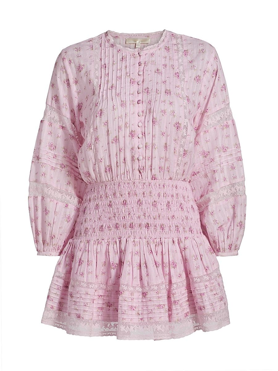 Women's Janis Floral Cotton Minidress - Raspberry Fields - Size Medium