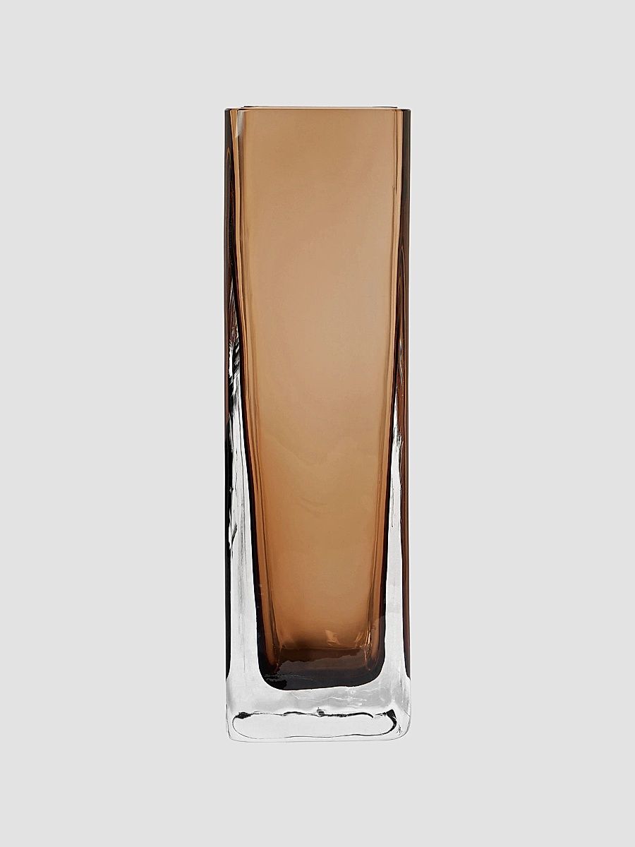 Murano Glass Rectangular Vase - Brown Fade