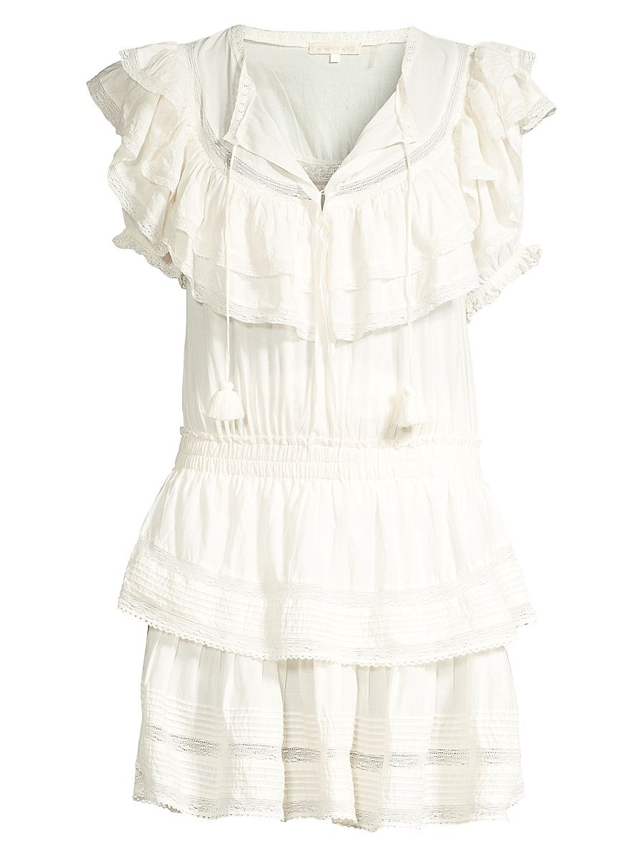Women's Liv Tier Ruffle A-Line Tunic Dress - Antique White - Size Large