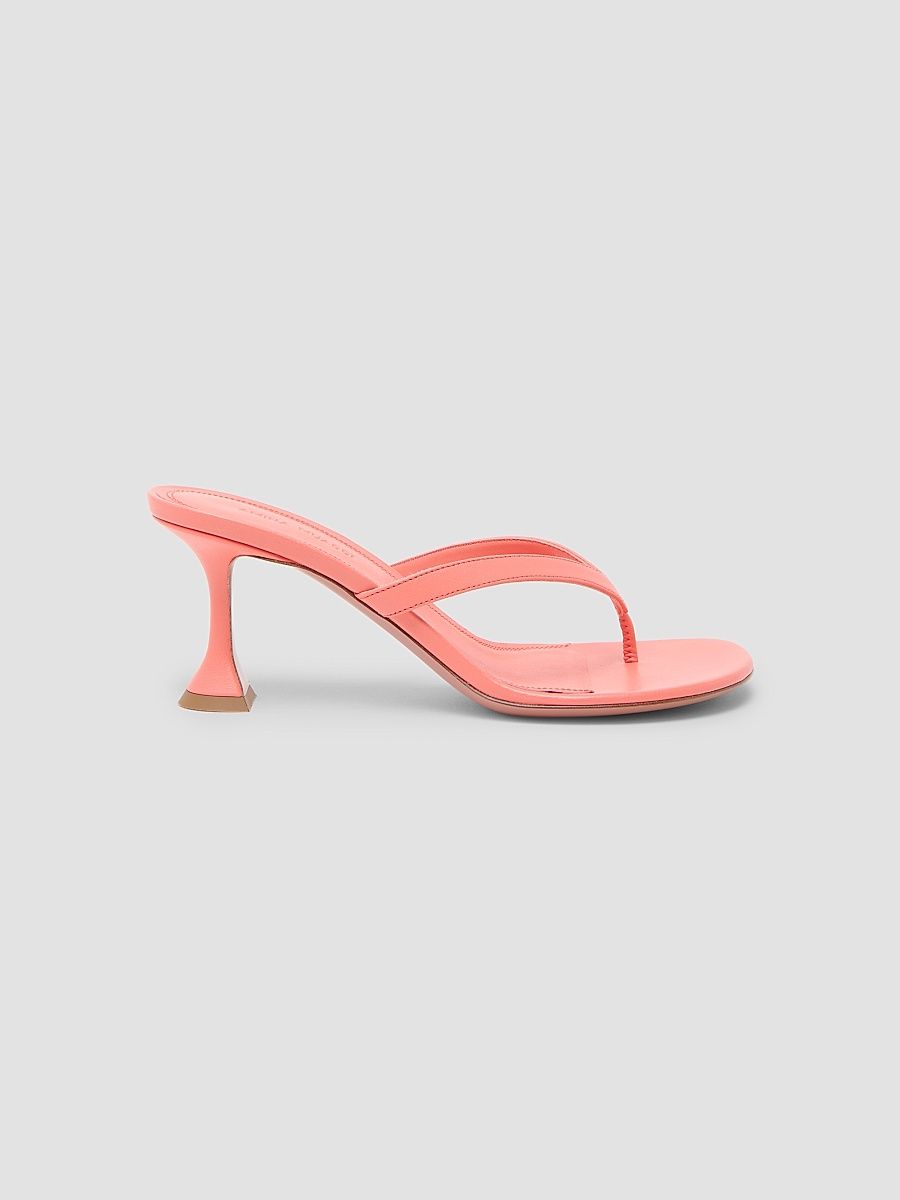 Women's Juliette 70MM Leather Trumpet Heel Sandals - Pearly Latte Patent - Size 11