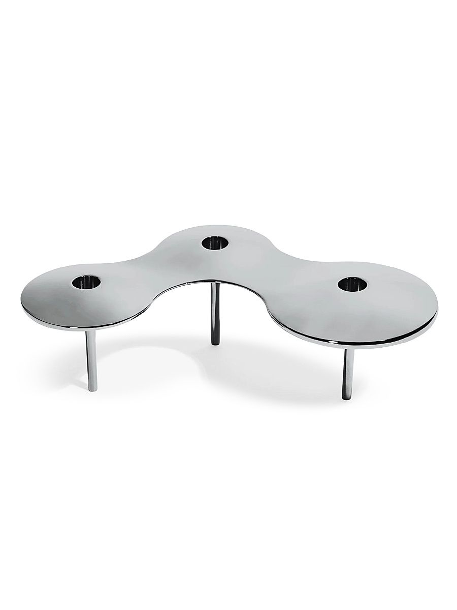 Cell Triple Stainless Steel Candle Holder - Silver