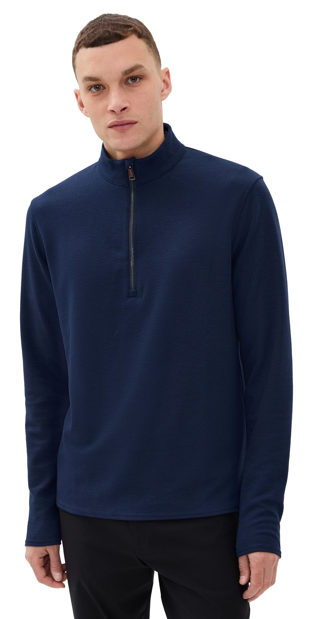 Greyson Troy Textured Fleece Quarter Zip Maltese Blue XXL