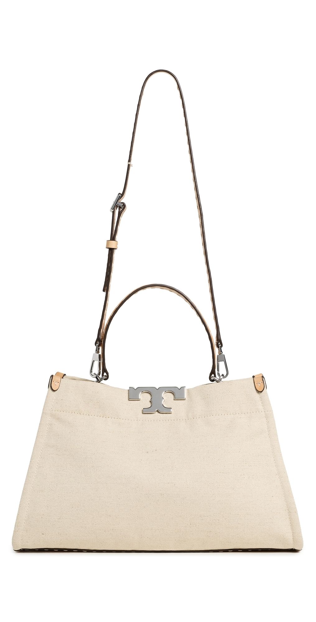 Tory Burch Eleanor Canvas Satchel Natural One Size