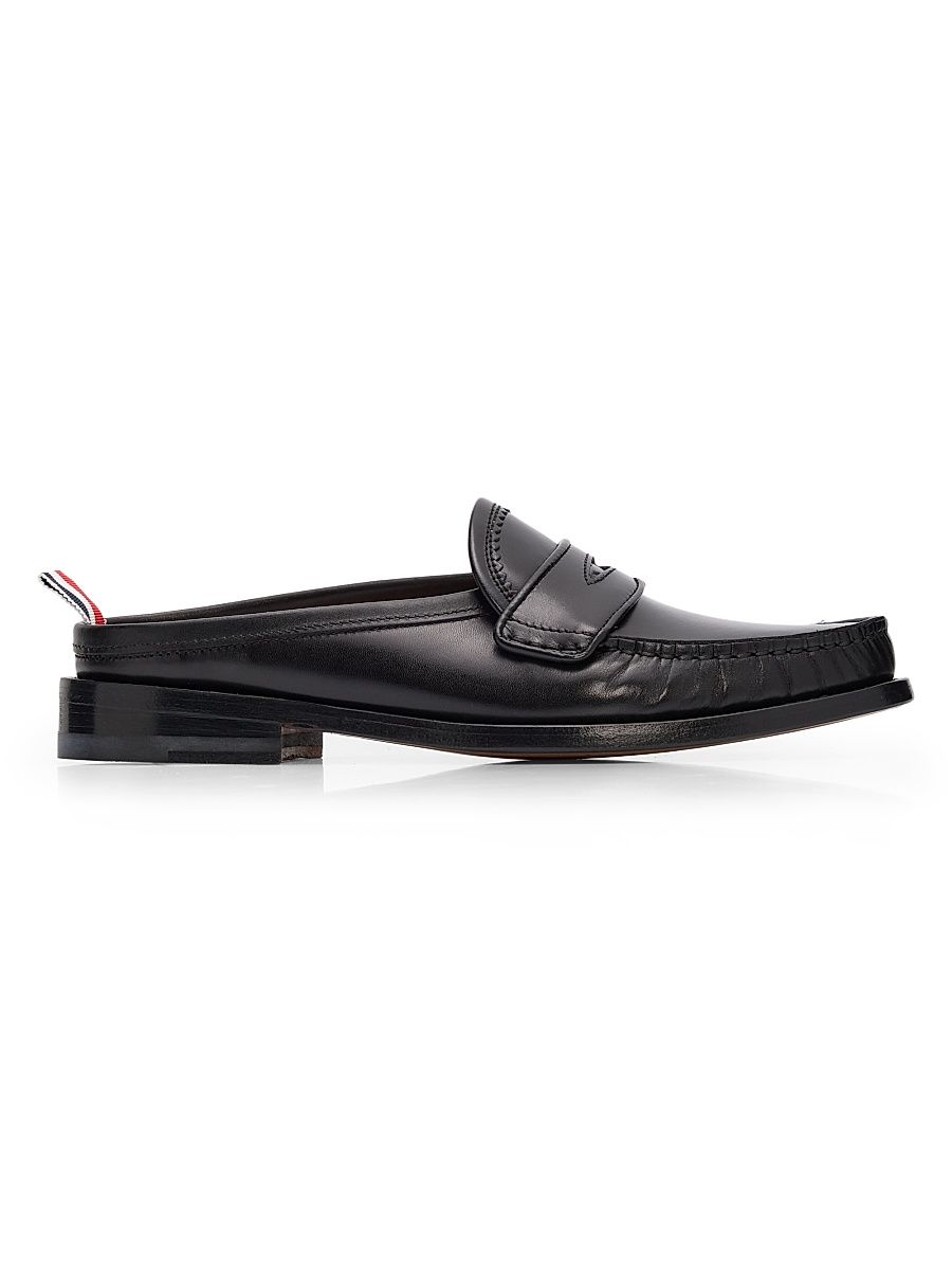 Women's Pleated Varsity Mule Loafers - Black - Size 10