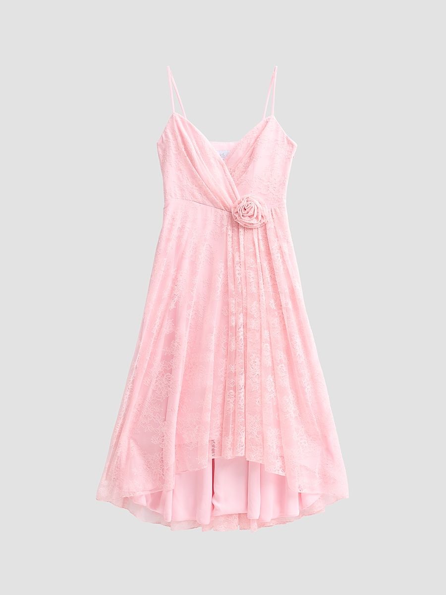 Women's Elowyn Chantilly Lace 3D Midi Dress - Peony - Size XXL