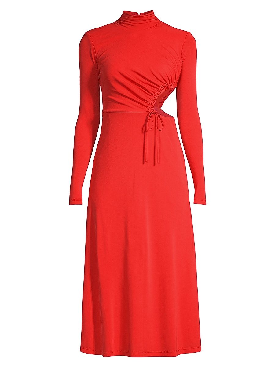 Women's Cut-Out Matte Jersey Midi-Dress - Orange - Size Large