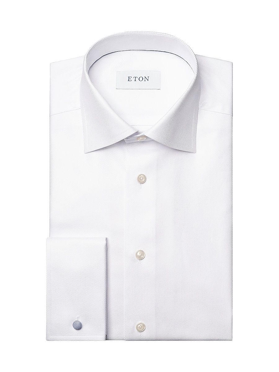 Men's Cotton-Twill Contemporary-Fit Dress Shirt - White - Size 18