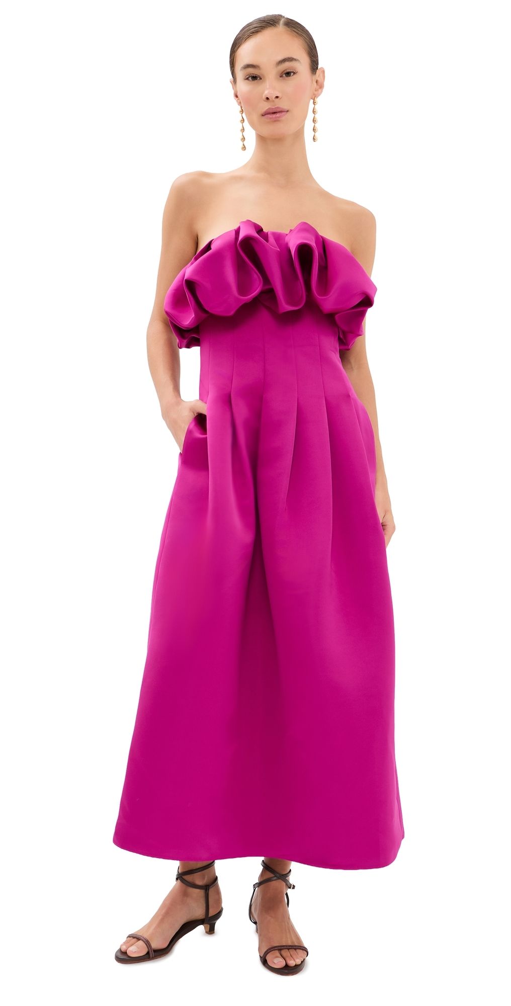 Ulla Johnson Cosima Strapless Satin Dress Orchid 4