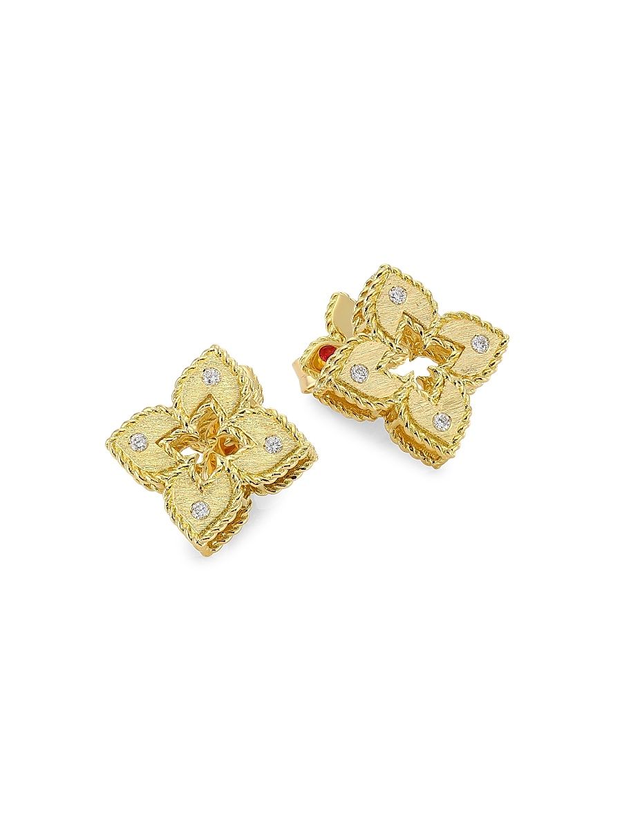 Women's Petite Venetian 18K Yellow Gold & Diamond Stud Earrings - Yellow Gold