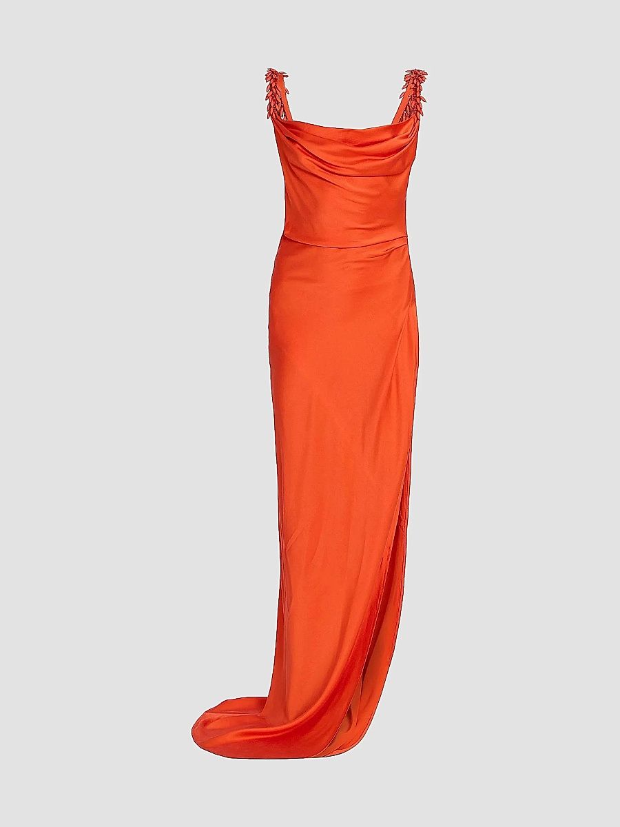 Balmain Women's Embroidered Straps Fluid Cocktail Dress - Rouge - Size 10