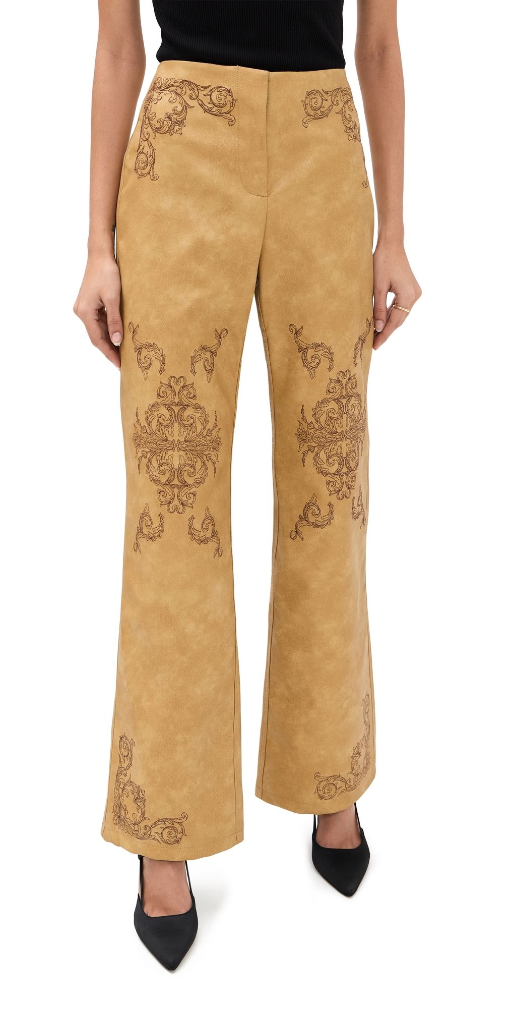 Yellow the Label Seba Faux Leather Pants Desert L