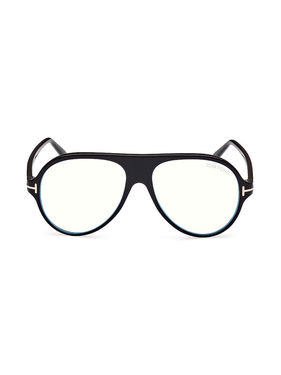 Women's 55MM Aviator Eyeglasses - Shiny Black Blue