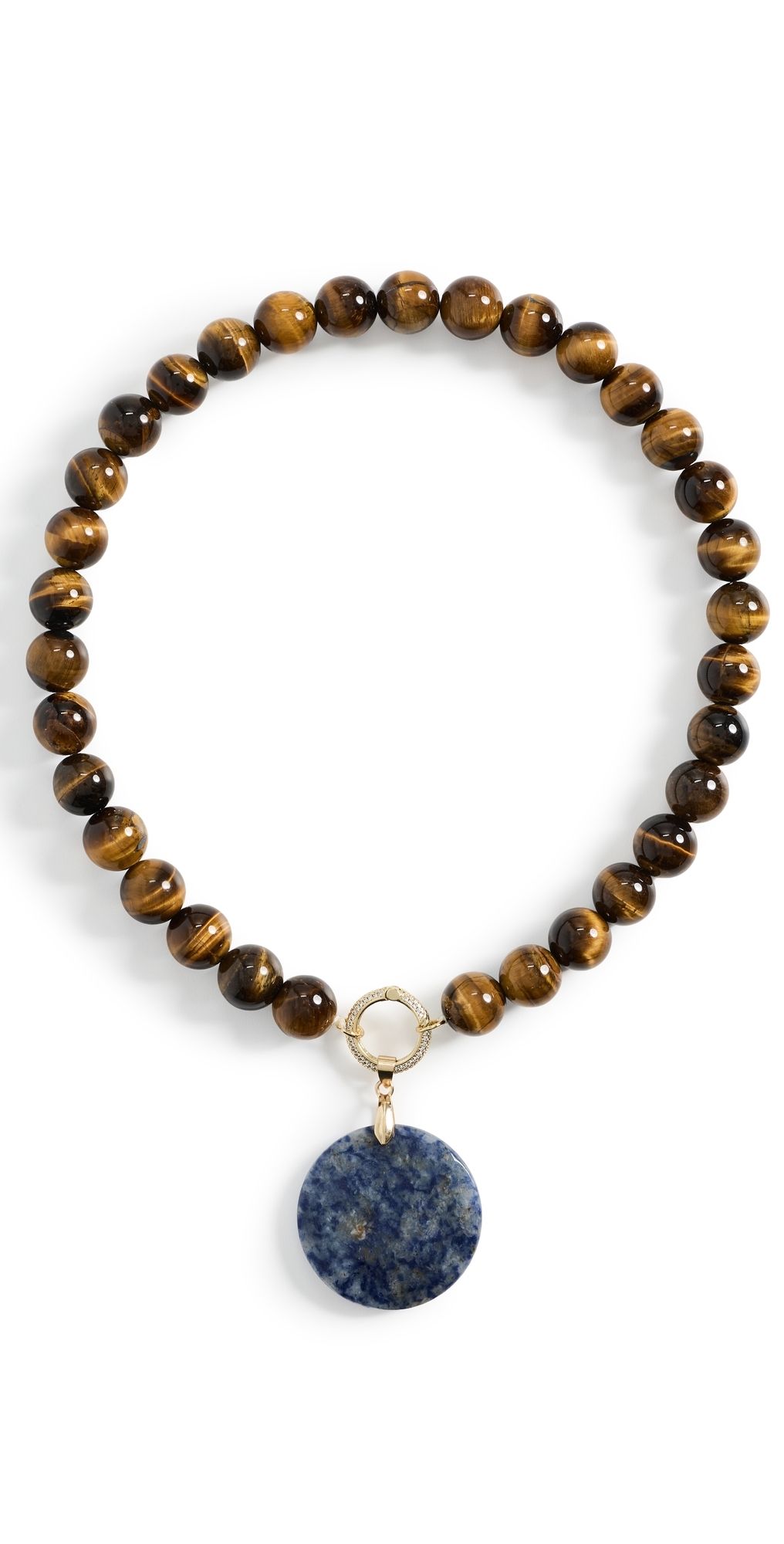 By Adina Eden Tiger Eye Earth Drop Pendant Necklace Brown One Size
