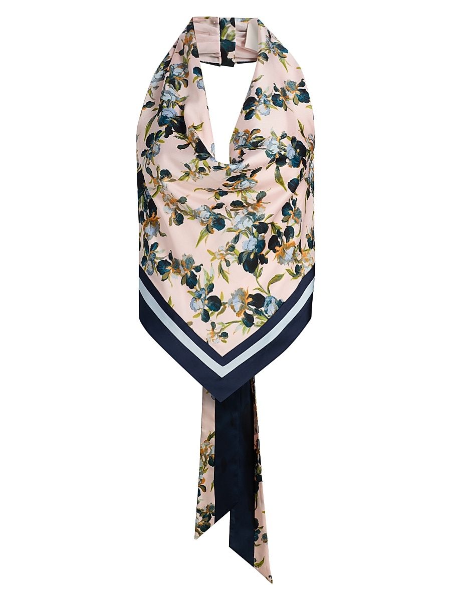 Women's Asher Trailing Iris Halter Top - Rosy Cloud Multi - Size XL