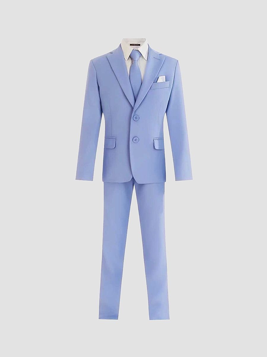 Four Piece Suit with Peak Lapel - Light Blue - Size 2