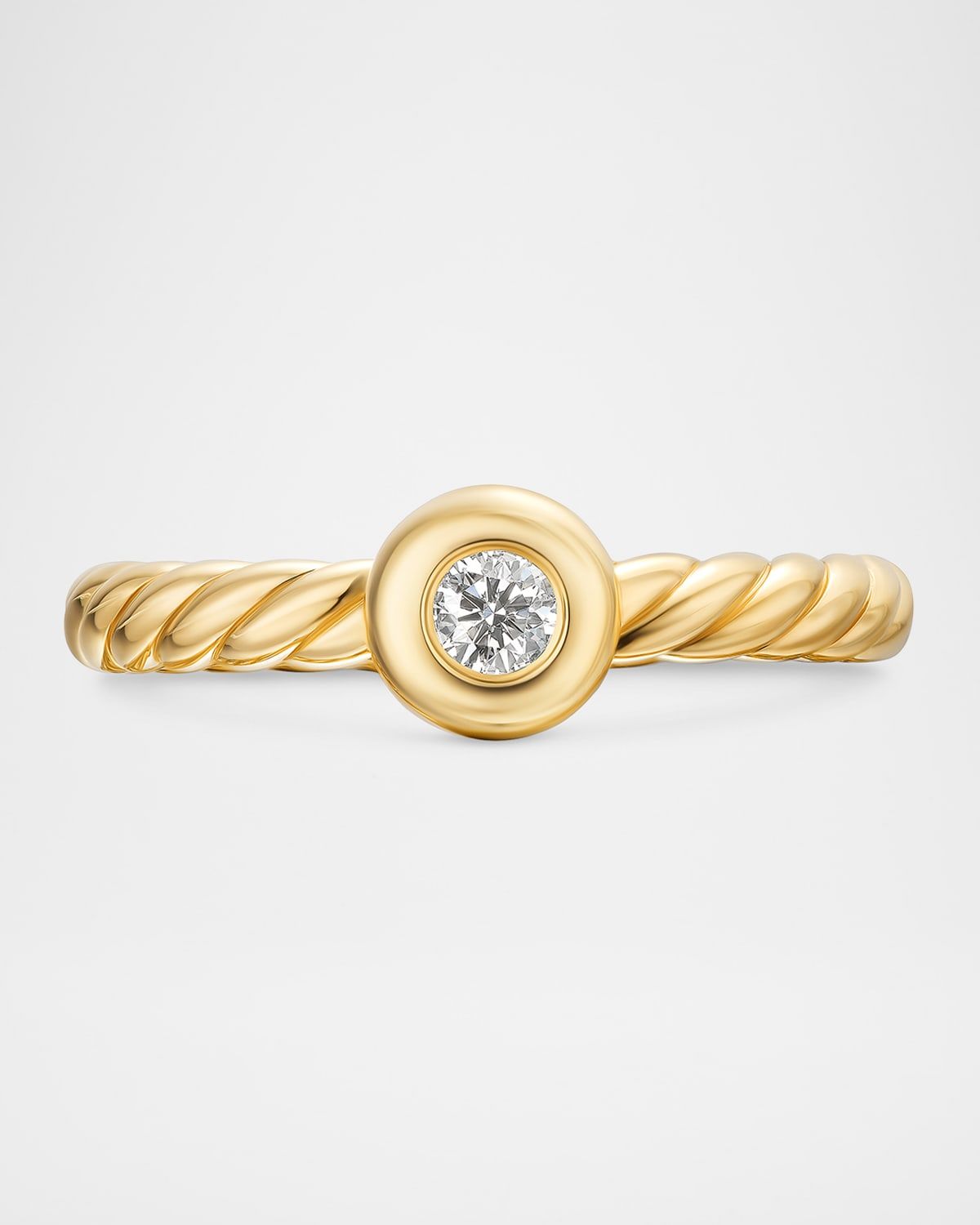 Petite Cable Ring with Diamond in 18K Gold