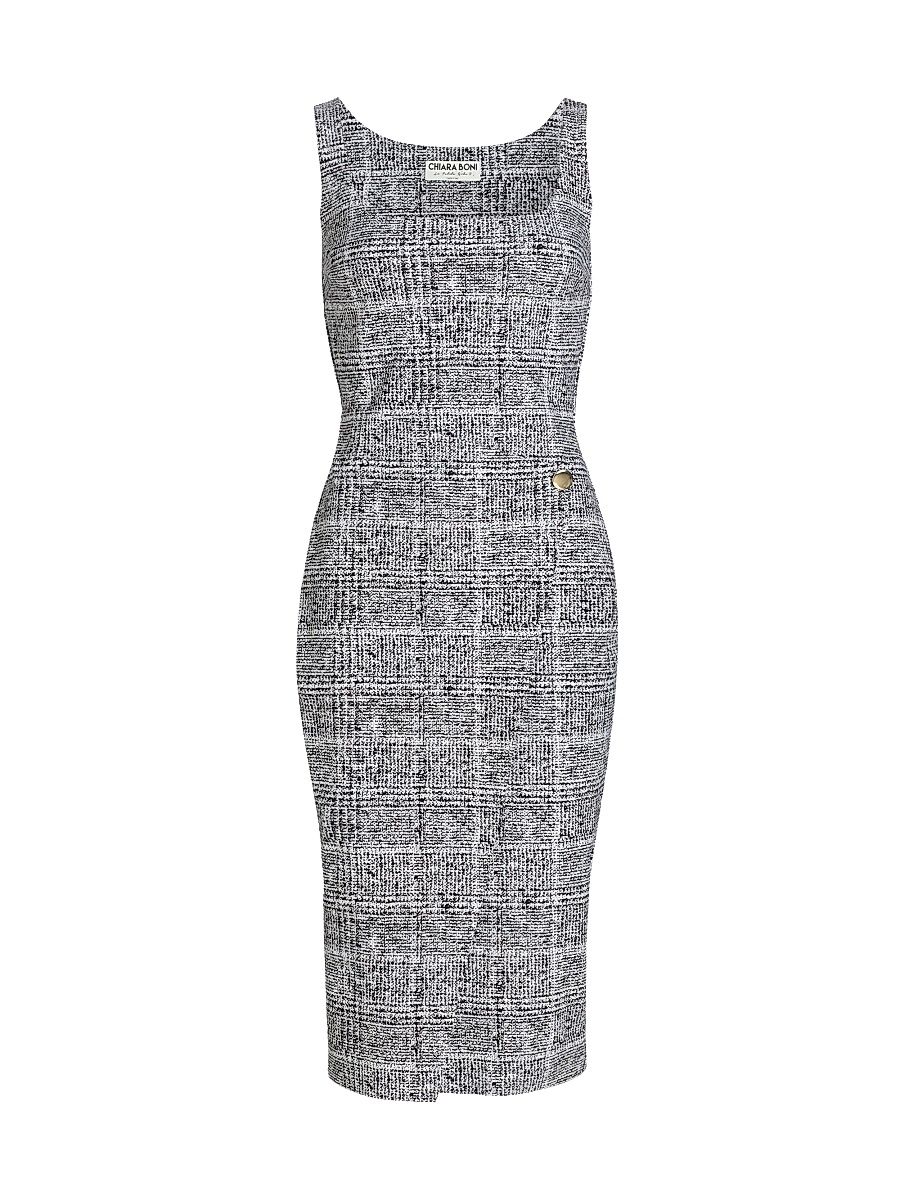 Women's Tweed Sleeveless Sheath Midi-Dress - Tweed - Size 10