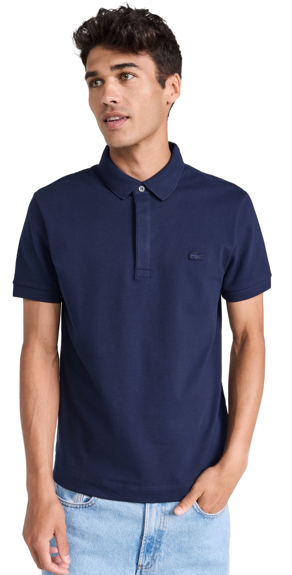 Lacoste Stretch Cotton Paris Polo Navy Blue S