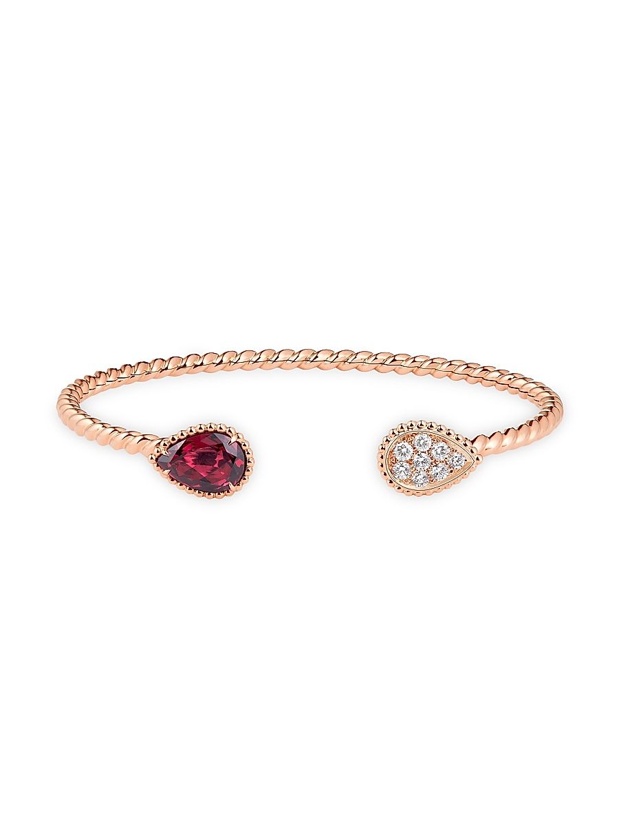 Women's Serpent Bohème 18K Rose Gold, Rhodolite Garnet & 0.32 TCW Diamond Cuff - Pink Gold