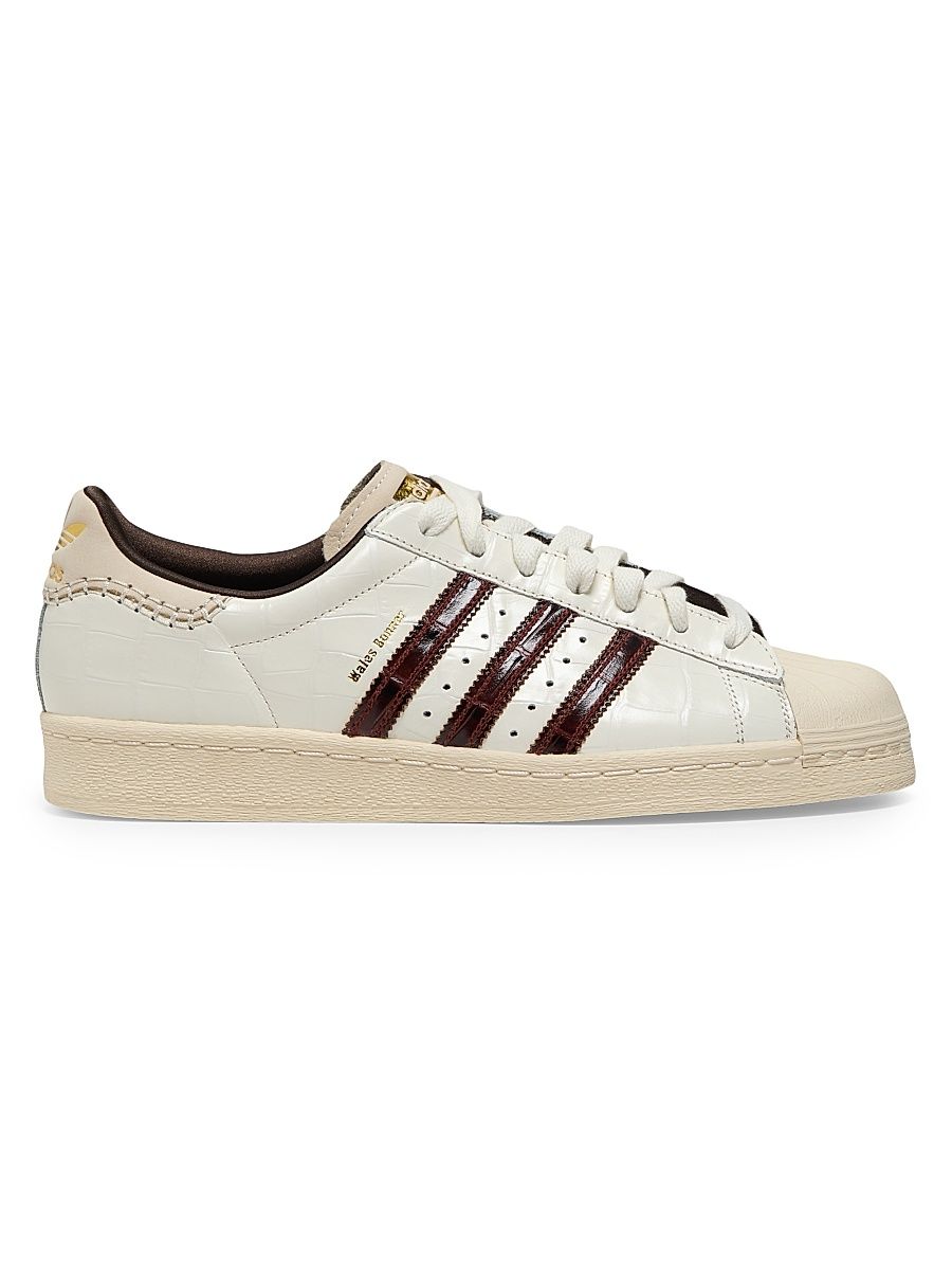 Men's adidas x Wales Bonner Superstar Crocodile-Embossed Leather Sneakers - Wonder White Fox Brown - Size 9